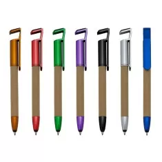 Caneta Plástica Ecológica Touch Com Suporte Para Celular