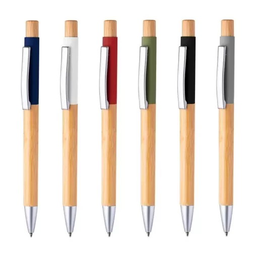 Caneta Alumínio e Bambu Com Logo 