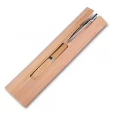 Caneta Ecológica De Bambu Com Estojo Personalizada Para Brinde