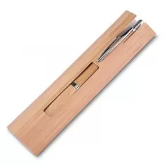 Caneta Ecológica De Bambu Com Estojo Personalizada Para Brinde