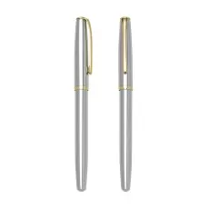 Caneta Metal Roller Prata Com Tampa Com Logotipo Personalizada