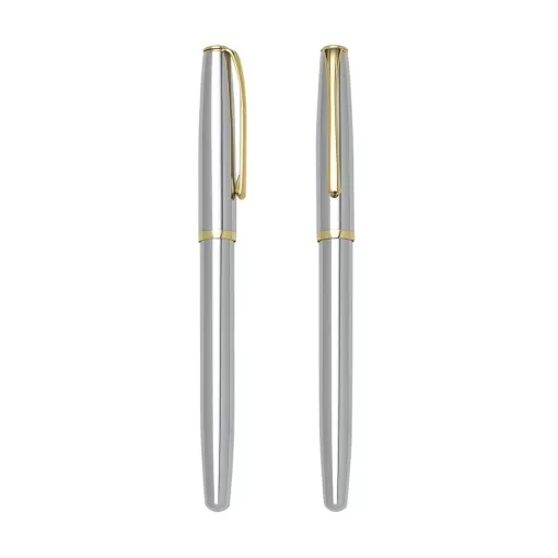 Caneta Metal Roller Prata Com Tampa Com Logotipo Personalizada