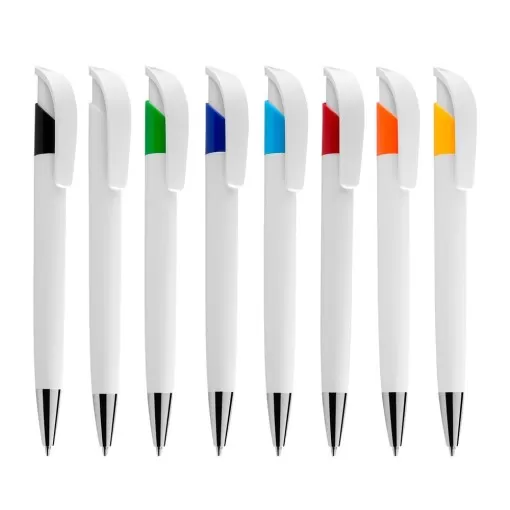 Caneta Plástica Com Pintura Branca Leitosa Personalizada Para Brinde