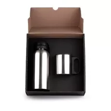 Kit Garrafa e Caneca Em Aço Inox 600/180ml Personalizado 