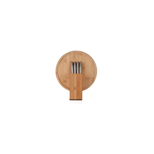 Kit para Queijo Com Cepo Em Bambu / Inox Personalizado 