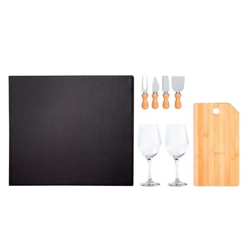 Kit Queijo e Vinho 7 Peças para Brindes 