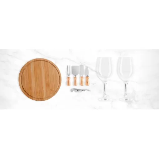 Kit Queijo e Vinho Com Abridor Saca Rolhas 8 Peças com Logo 