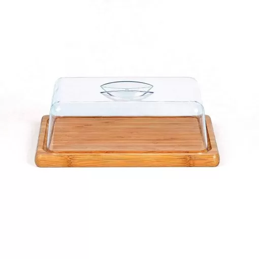 Porta Frios / Manteiga Em Bambu Com Tampa com Logo 